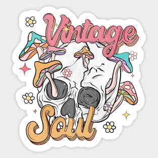 "Vintage Soul" Skull & Mushrooms Sticker